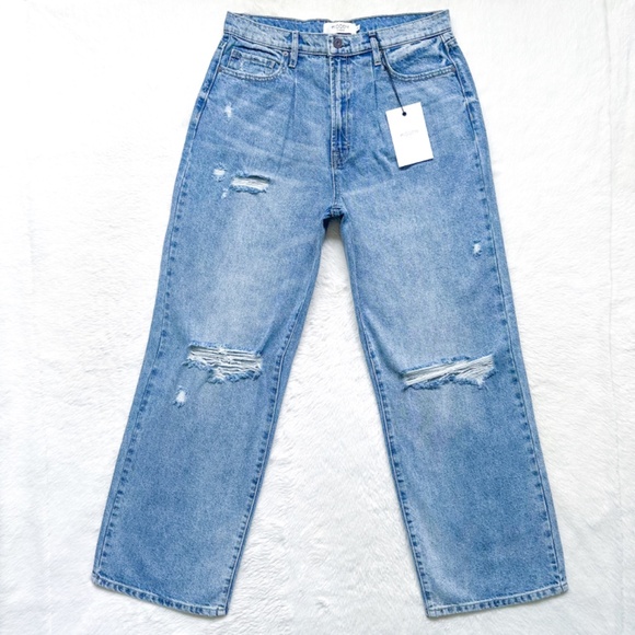 HIDDEN Dad Jean Wide Straight Leg High Rise Distressed Cotton Jeans - Picture 2 of 12